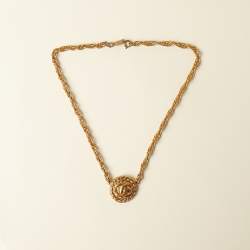 Chanel 1985 Woven Mini CC Medallion Necklace