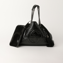 Gucci Soho Patent Shearling Chain Tote Bag