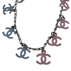 Chanel Silver-Toned Chanel CC Charms Necklace