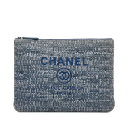 Chanel B Chanel Blue Tweed Fabric Deauville O Case Italy