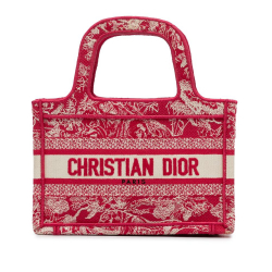 Christian Dior AB Dior Red Canvas Fabric Mini Embroidered Book Tote Italy