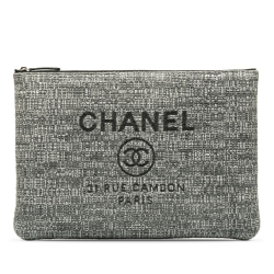 Chanel AB Chanel Gray Canvas Fabric Deauville O Case Italy
