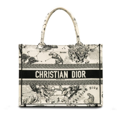 Christian Dior B Dior White Canvas Fabric Small Zodiac Book Tote Italy
