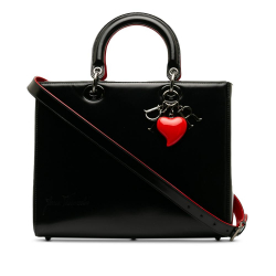 Christian Dior AB Dior Black Patent Leather Leather x Joana Vasconcelos LED Heart Lady Dior Italy