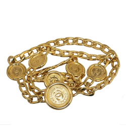 Chanel AB Chanel Gold Gold Plated Metal Medallion Chain-Link Belt France