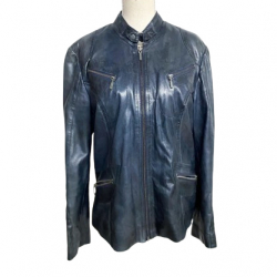 SAKI Sweden SAKI Collection Veste en cuir véritable Bleu Taille 42