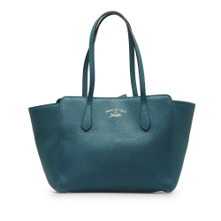 Gucci B Gucci Blue Turquoise Calf Leather Medium Swing Tote Italy