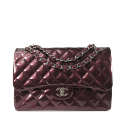 Chanel AB Chanel Red Burgundy Patent Leather Leather Jumbo Classic Patent Double Flap France