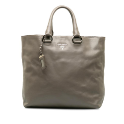 Prada AB Prada Gray Calf Leather Soft Double Zip Tote Bag India