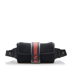 Fendi AB Fendi Black Nylon Fabric Zucca Convertible Belt Bag Italy