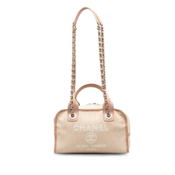 Chanel B Chanel Pink Light Pink Canvas Fabric Small Deauville Bowling Satchel Italy