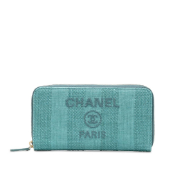 Chanel AB Chanel Blue Tweed Fabric Deauville Continental Wallet Italy