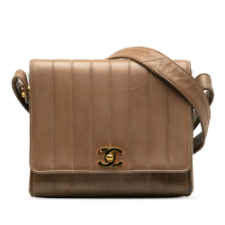Chanel B Chanel Brown Taupe Lambskin Leather Leather Quilted Lambskin Mademoiselle Crossbody France