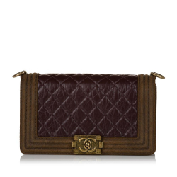 Chanel B Chanel Brown Lambskin Leather Leather Le Boy Flap Italy
