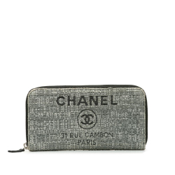 Chanel B Chanel Gray Tweed Fabric Deauville Continental Wallet Italy
