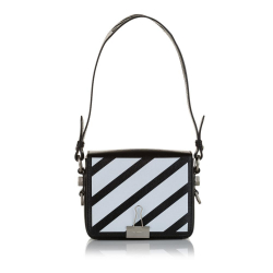 Off-White AB Off-White Black with White Calf Leather Binder Clip Crossbody Bag Italy