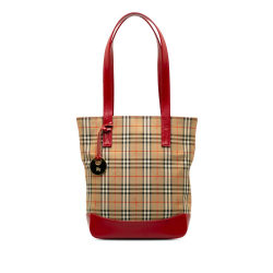 Burberry B Burberry Brown Beige with Red Canvas Fabric Haymarket Check Tote United Kingdom