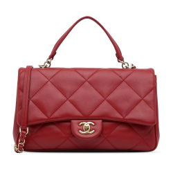 Chanel B Chanel Red Lambskin Leather Leather Small Easy Carry Flap Bag Italy