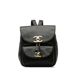 Chanel B Chanel Black Caviar Leather Leather CC Turn Lock Caviar Backpack Italy