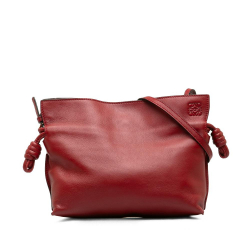 Loewe AB LOEWE Red Calf Leather Flamenco Knot Crossbody Bag Spain