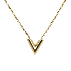 Louis Vuitton AB Louis Vuitton Gold Gold Plated Metal Essential V Necklace Italy
