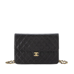 Chanel B Chanel Black Lambskin Leather Leather Medium Quilted Lambskin Single Flap France