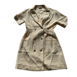 Sandro Sand tweed dress with gold button