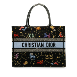 Christian Dior AB Dior Black Canvas Fabric Medium Pixel Zodiac Book Tote Italy