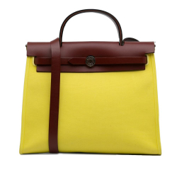 Hermès AB Hermes Yellow Canvas Fabric Toile Herbag Zip 31 France
