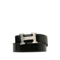 Hermès B Hermes Black Calf Leather Constance Reversible Belt France