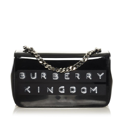Burberry AB Burberry Black Patent Leather Leather Patent Kingdom Flap Crossbody Italy
