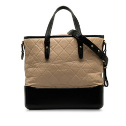 Chanel B Chanel Brown Beige with Black Lambskin Leather Leather Large Gabrielle Shopping Satchel Italy