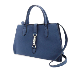 Gucci B Gucci Blue Calf Leather Small Jackie Soft Satchel Italy