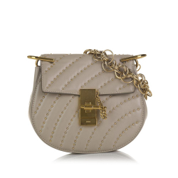 Chloé B Chloe Gray Calf Leather Drew Bijou Studded Crossbody Bag Italy