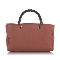 Gucci B Gucci Pink Calf Leather Bamboo Shopper Satchel Italy