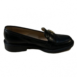 Emporio Armani Black loafers with gold buckle