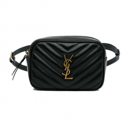 Saint Laurent Sac à ceinture Lou en cuir de veau noir Monogramme Italie