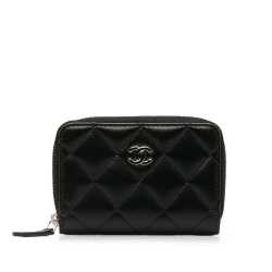 Chanel AB Chanel Black Lambskin Leather Leather Quilted Coin Pouch Spain