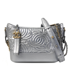 Chanel AB Chanel Silver Calf Leather Small CC Stitched skin Gabrielle Crossbody Bag France