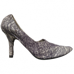 Pierre Hardy Pale grey leather pumps embroidered with navy threads
