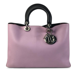Christian Dior B Dior Purple with Black Calf Leather Large Diorissimo Satchel Italy
