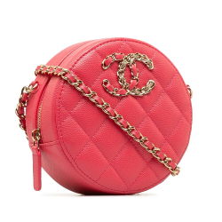 Chanel AB Chanel Pink Caviar Leather Leather 19 Round Caviar Clutch With Chain Italy