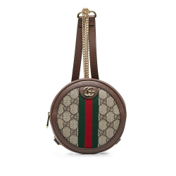 Gucci AB Gucci Brown with Multi Coated Canvas Fabric Mini GG Supreme Round Ophidia Backpack Italy