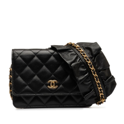 Chanel AB Chanel Black Lambskin Leather Leather Lambskin Romance Wallet On Chain Italy