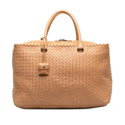 Bottega Veneta B Bottega Veneta Brown Calf Leather Intrecciato Brick Travel Bag Italy