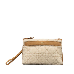 Christian Dior AB Dior Brown Beige Fur Natural Material Large Shearling Caro Pouch Italy