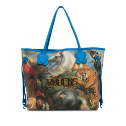 Louis Vuitton Blue Coated Canvas Fabric x Jeff Koons Masters Collection Rubens Neverfull MM France