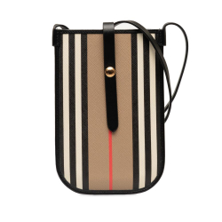 Burberry AB Burberry Brown Beige Coated Canvas Fabric Icon Stripe Anne Crossbody Romania