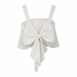 Johanna Ortiz bustier in white cotton with front bow
