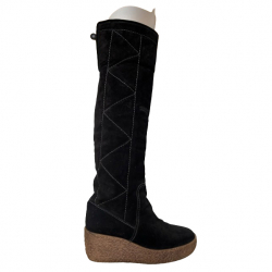 Kors Michael Kors Crosby Schwarze Kniestrümpfe aus Wildleder und Sherpa